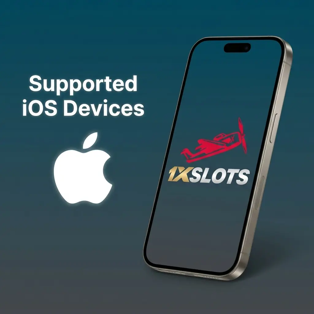 List of 10 supported iOS devices for 1xSlots PWA app, including iPhone SE to iPhone 15 Pro and iPad Air