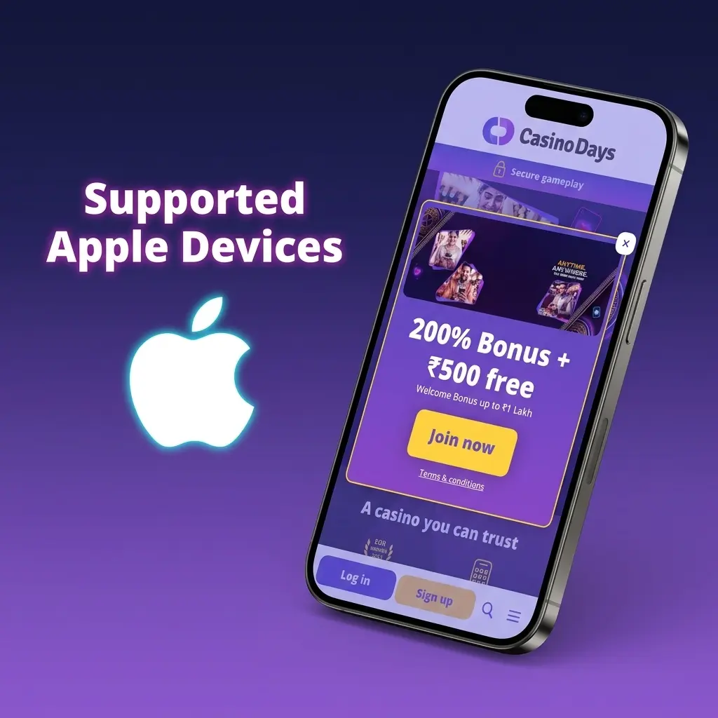 Supported Apple devices list including iPhone SE to iPhone 16 and multiple iPad models running iOS 12 or later