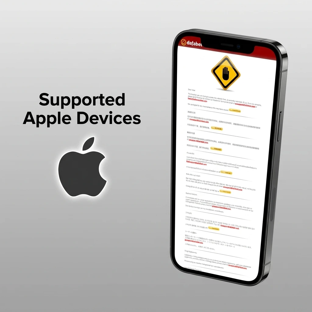 Supported Apple devices for Dafabet PWA app including iPhone SE to iPhone 16 Pro and iPad models running iOS 12 or later