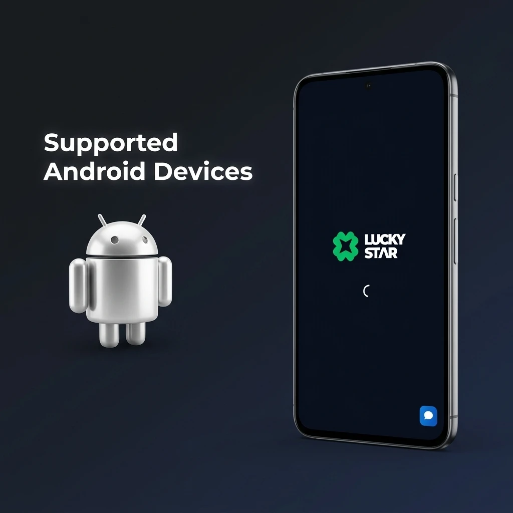 Android devices compatibility chart showing budget mid-range and flagship phones supporting Lucky Star Aviator app 2020–2025
